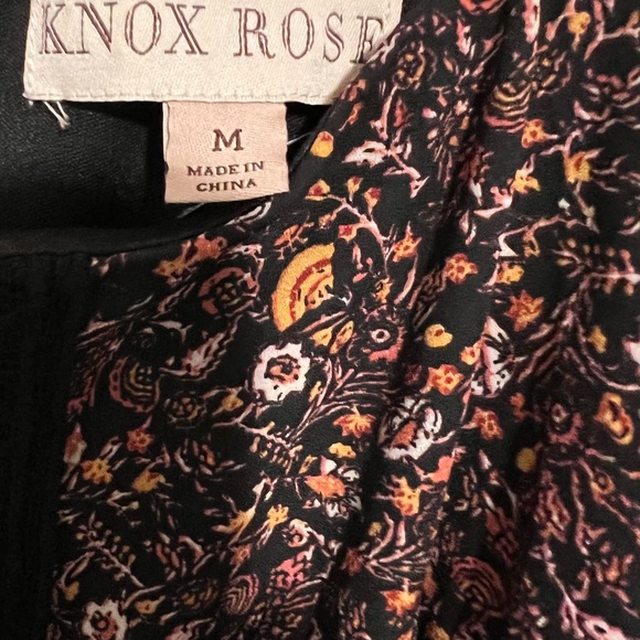 Knox Rose Black Floral Boho Cottage Embroidered Hi-lo Midi Strapless Dress Sz M - Picture 7 of 7
